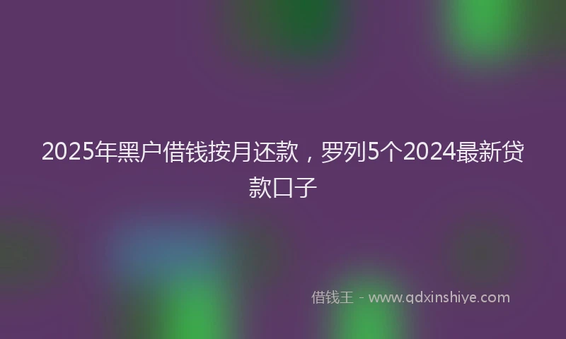 2025年黑户借钱按月还款，罗列5个2024最新贷款口子