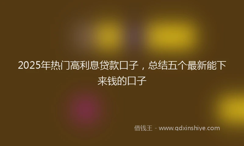 2025年热门高利息贷款口子，总结五个最新能下来钱的口子