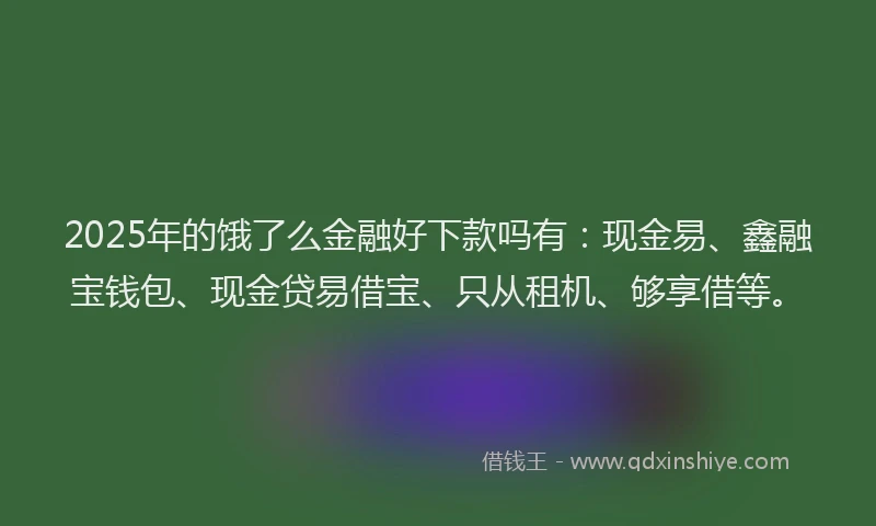 2025年的饿了么金融好下款吗有：现金易、鑫融宝钱包、现金贷易借宝、只从租机、够享借等。