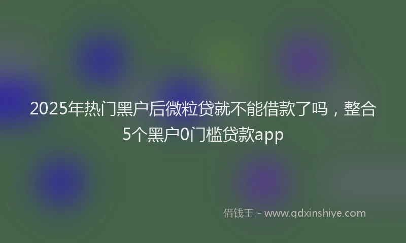 2025年热门黑户后微粒贷就不能借款了吗，整合5个黑户0门槛贷款app