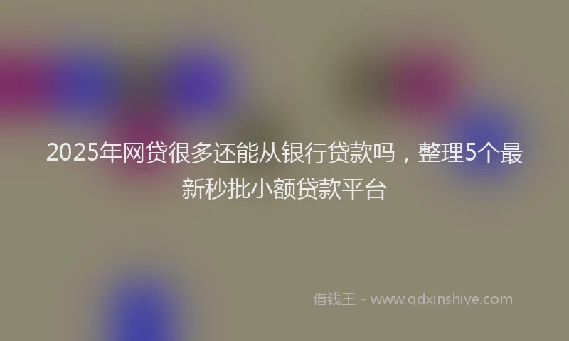 2025年网贷很多还能从银行贷款吗，整理5个最新秒批小额贷款平台