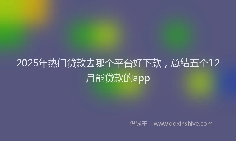 2025年热门贷款去哪个平台好下款，总结五个12月能贷款的app