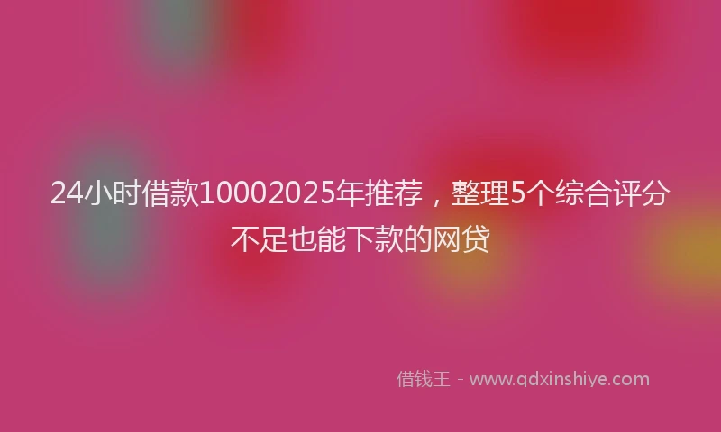 24小时借款10002025年推荐，整理5个综合评分不足也能下款的网贷