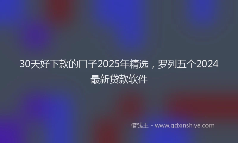 30天好下款的口子2025年精选，罗列五个2024最新贷款软件