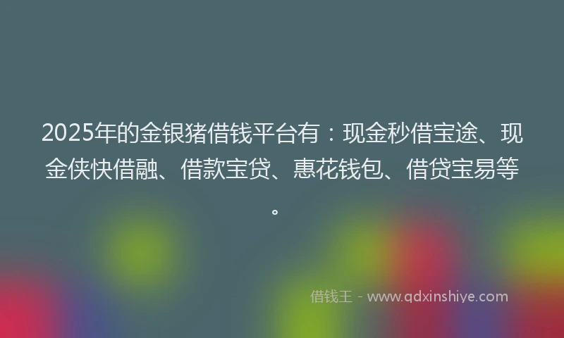 2025年的金银猪借钱平台有：现金秒借宝途、现金侠快借融、借款宝贷、惠花钱包、借贷宝易等。