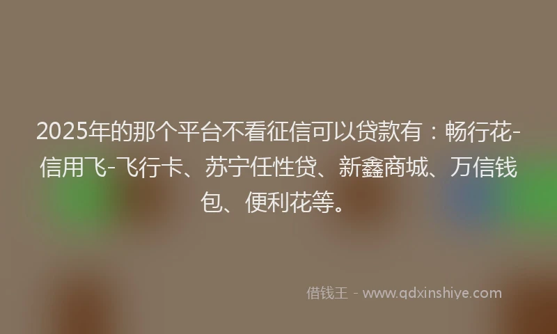 2025年的那个平台不看征信可以贷款有：畅行花-信用飞-飞行卡、苏宁任性贷、新鑫商城、万信钱包、便利花等。
