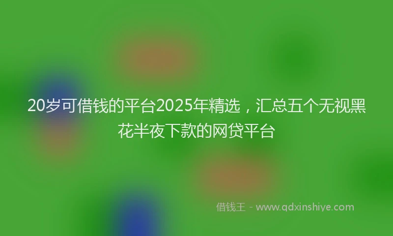 20岁可借钱的平台2025年精选，汇总五个无视黑花半夜下款的网贷平台