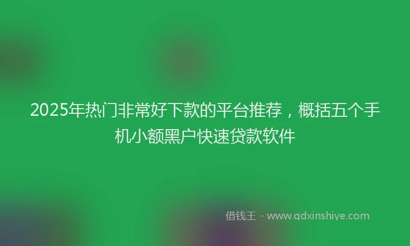2025年热门非常好下款的平台推荐，概括五个手机小额黑户快速贷款软件