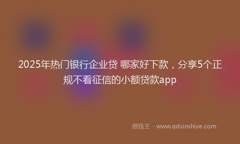 2025年热门银行企业贷 哪家好下款，分享5个正规不看征信的小额贷款app