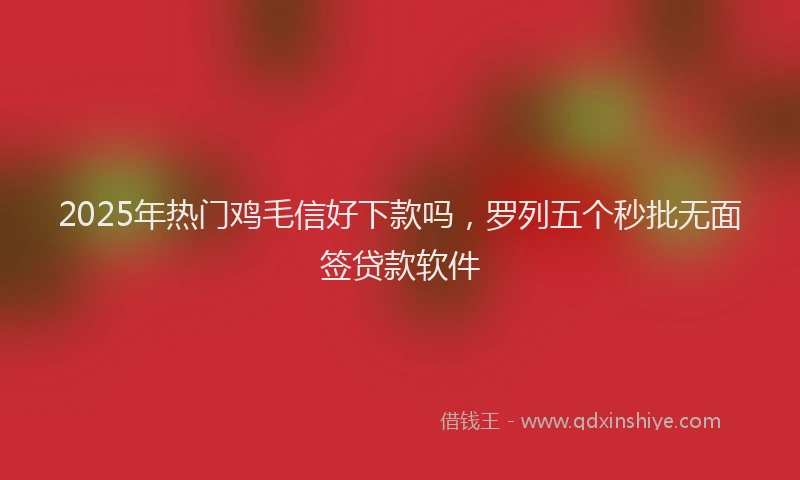 2025年热门鸡毛信好下款吗，罗列五个秒批无面签贷款软件