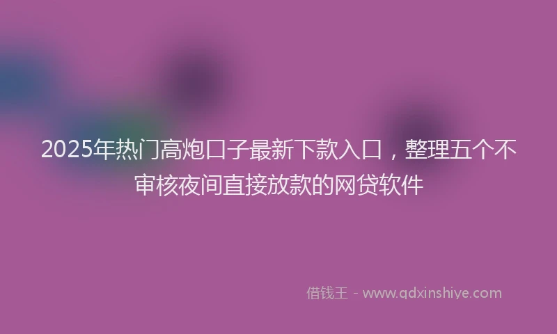 2025年热门高炮口子最新下款入口，整理五个不审核夜间直接放款的网贷软件