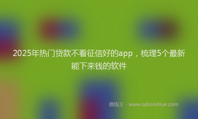 2025年热门贷款不看征信好的app，梳理5个最新能下来钱的软件