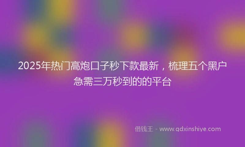2025年热门高炮口子秒下款最新，梳理五个黑户急需三万秒到的的平台