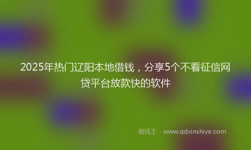 2025年热门辽阳本地借钱，分享5个不看征信网贷平台放款快的软件