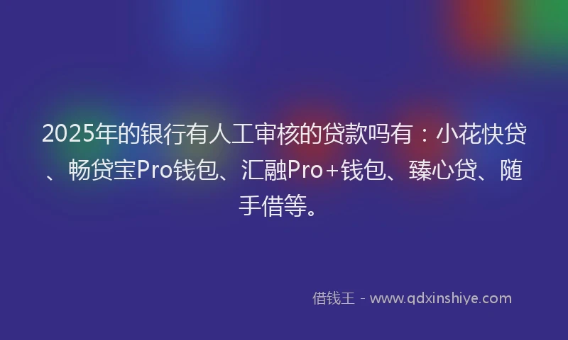 2025年的银行有人工审核的贷款吗有：小花快贷、畅贷宝Pro钱包、汇融Pro+钱包、臻心贷、随手借等。