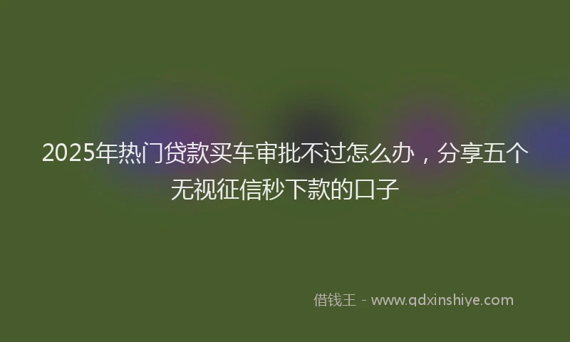 2025年热门贷款买车审批不过怎么办，分享五个无视征信秒下款的口子