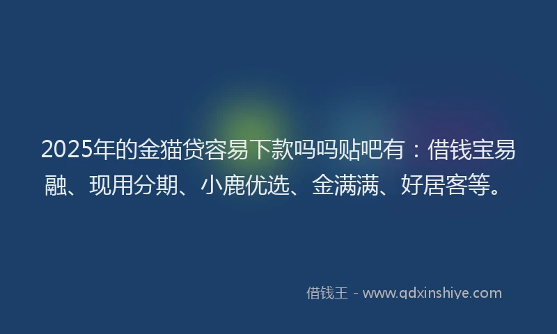 2025年的金猫贷容易下款吗吗贴吧有：借钱宝易融、现用分期、小鹿优选、金满满、好居客等。