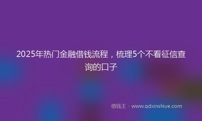 2025年热门金融借钱流程，梳理5个不看征信查询的口子