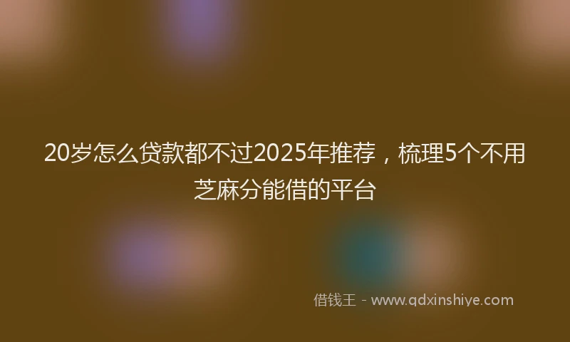 20岁怎么贷款都不过2025年推荐，梳理5个不用芝麻分能借的平台