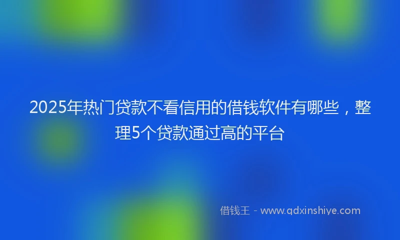 2025年热门贷款不看信用的借钱软件有哪些，整理5个贷款通过高的平台