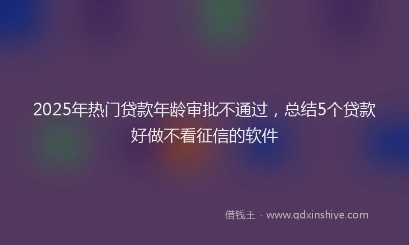 2025年热门贷款年龄审批不通过，总结5个贷款好做不看征信的软件