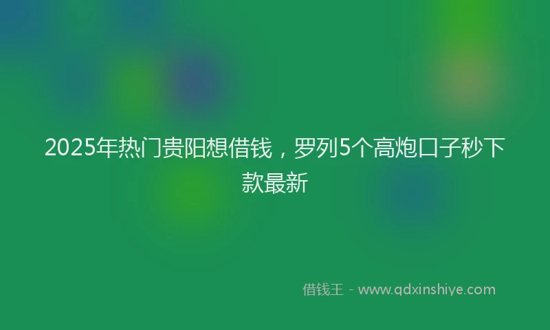 2025年热门贵阳想借钱，罗列5个高炮口子秒下款最新