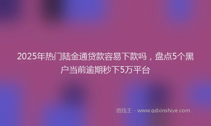 2025年热门陆金通贷款容易下款吗，盘点5个黑户当前逾期秒下5万平台