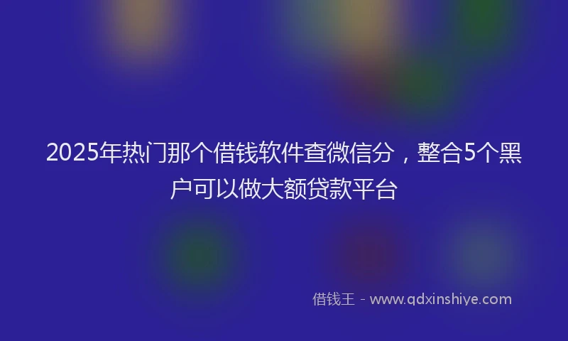2025年热门那个借钱软件查微信分，整合5个黑户可以做大额贷款平台