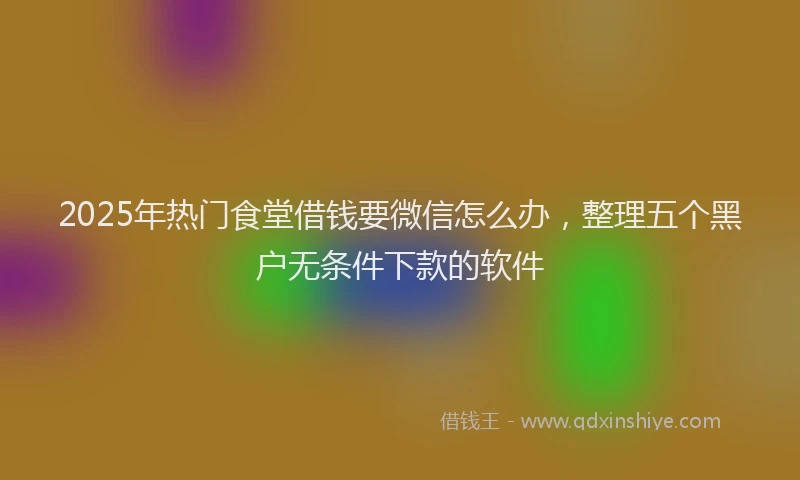 2025年热门食堂借钱要微信怎么办，整理五个黑户无条件下款的软件