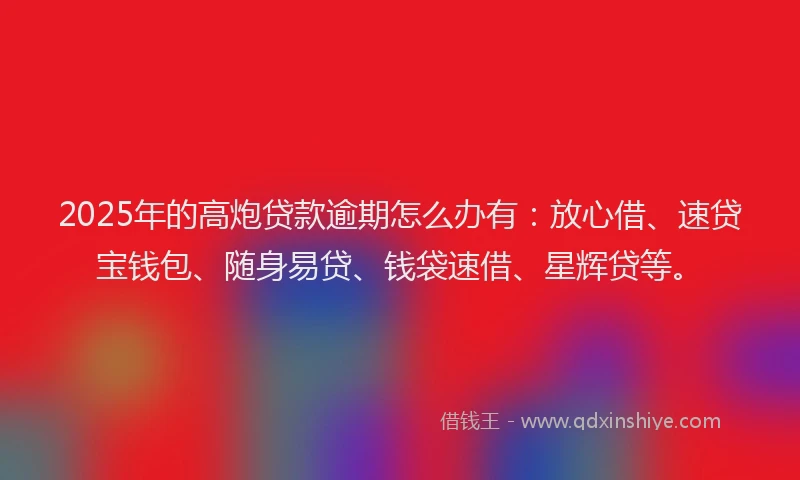 2025年的高炮贷款逾期怎么办有：放心借、速贷宝钱包、随身易贷、钱袋速借、星辉贷等。