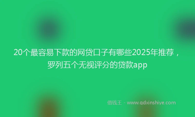 20个最容易下款的网贷口子有哪些2025年推荐，罗列五个无视评分的贷款app