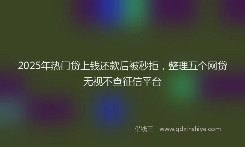 2025年热门贷上钱还款后被秒拒，整理五个网贷无视不查征信平台