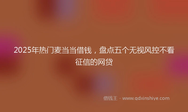 2025年热门麦当当借钱，盘点五个无视风控不看征信的网贷