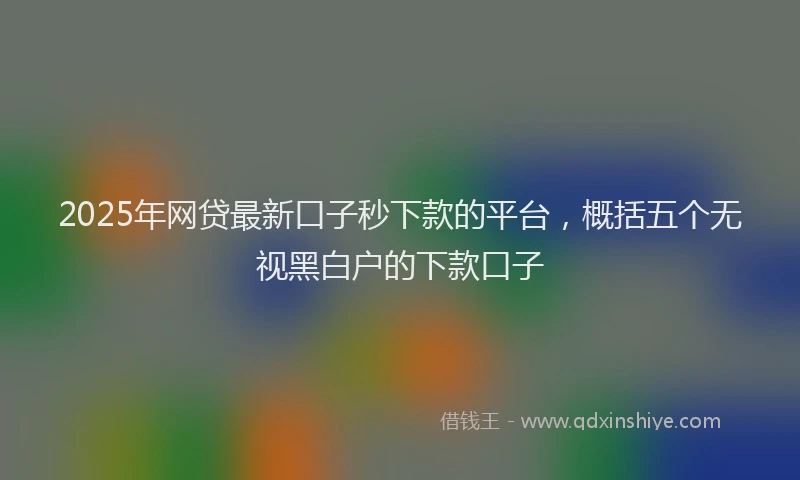 2025年网贷最新口子秒下款的平台，概括五个无视黑白户的下款口子