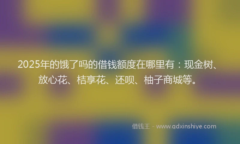 2025年的饿了吗的借钱额度在哪里有：现金树、放心花、桔享花、还呗、柚子商城等。