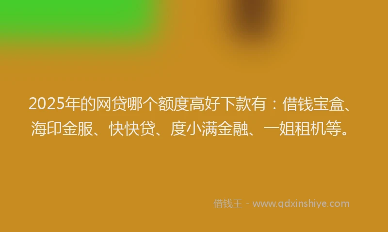 2025年的网贷哪个额度高好下款有：借钱宝盒、海印金服、快快贷、度小满金融、一姐租机等。