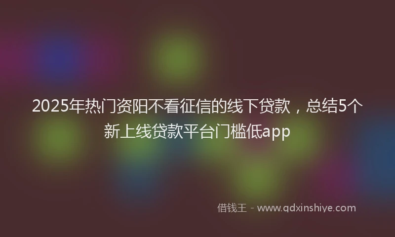 2025年热门资阳不看征信的线下贷款，总结5个新上线贷款平台门槛低app