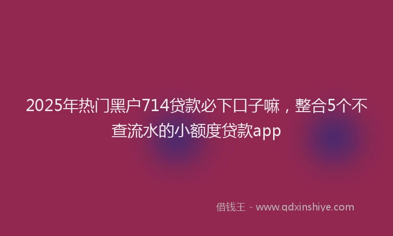 2025年热门黑户714贷款必下口子嘛，整合5个不查流水的小额度贷款app