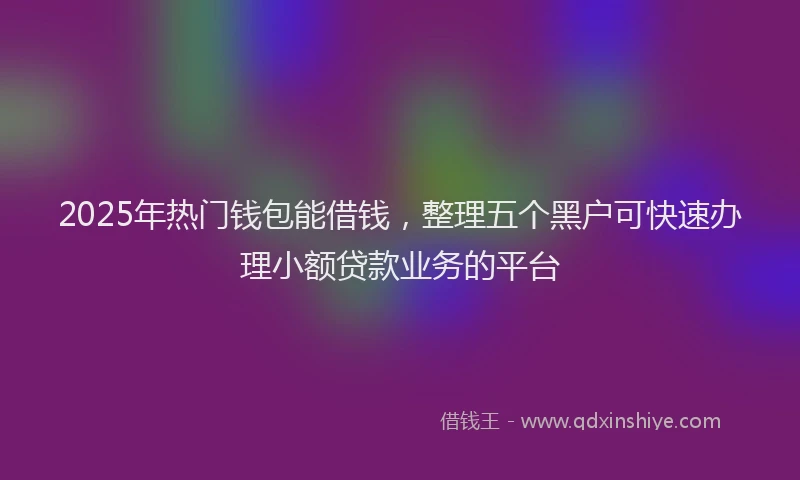 2025年热门钱包能借钱，整理五个黑户可快速办理小额贷款业务的平台
