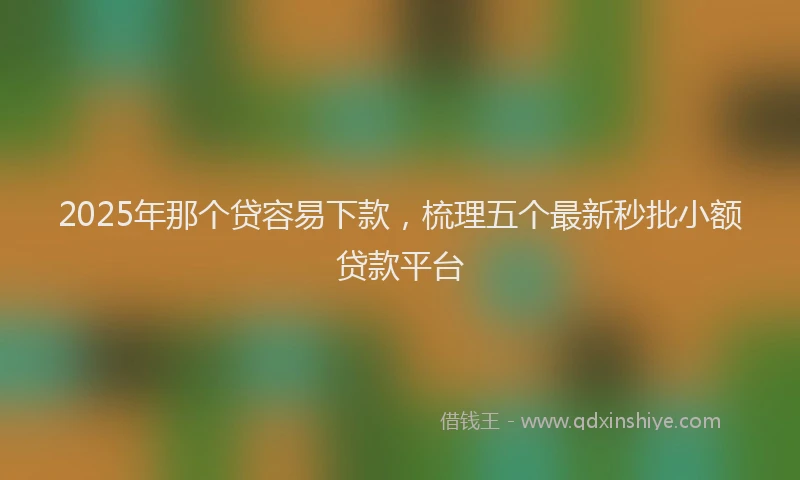 2025年那个贷容易下款，梳理五个最新秒批小额贷款平台