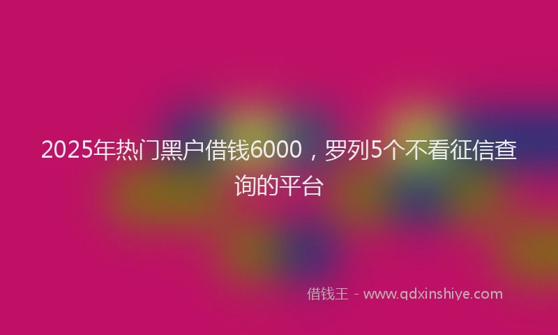 2025年热门黑户借钱6000，罗列5个不看征信查询的平台