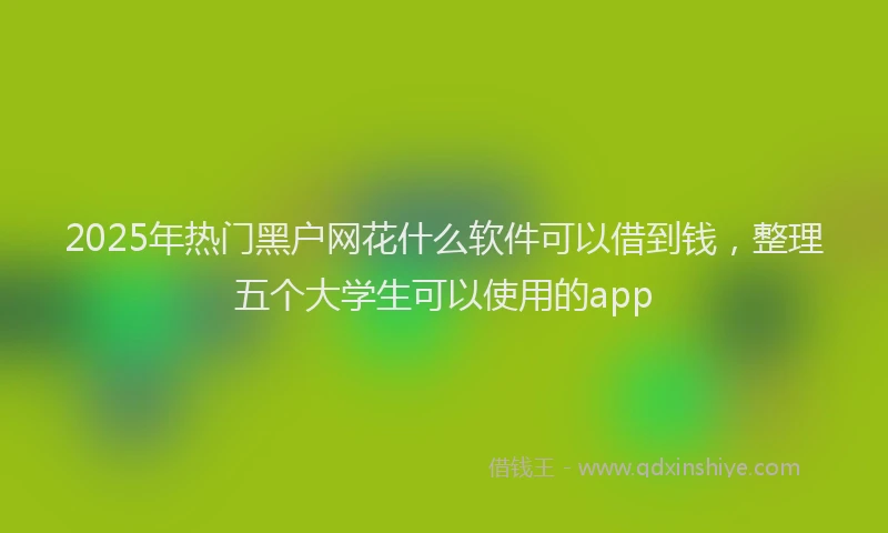 2025年热门黑户网花什么软件可以借到钱，整理五个大学生可以使用的app
