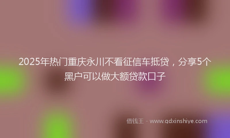 2025年热门重庆永川不看征信车抵贷，分享5个黑户可以做大额贷款口子