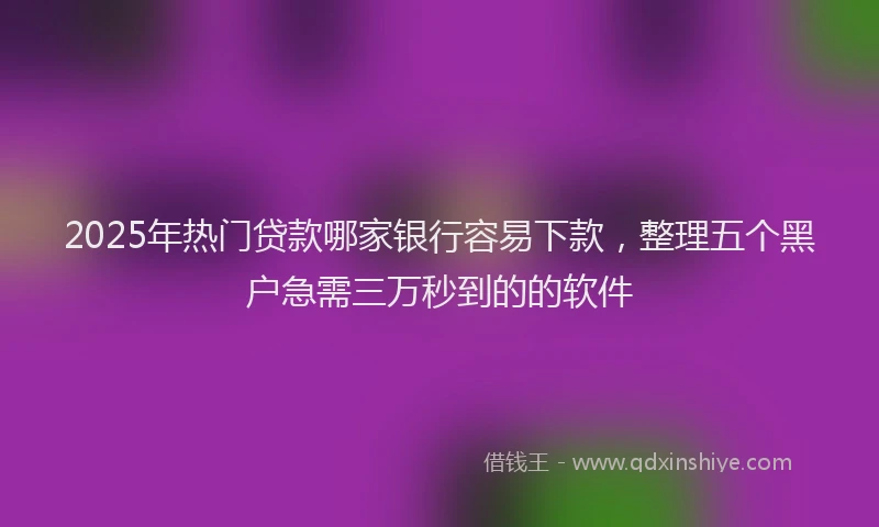 2025年热门贷款哪家银行容易下款，整理五个黑户急需三万秒到的的软件