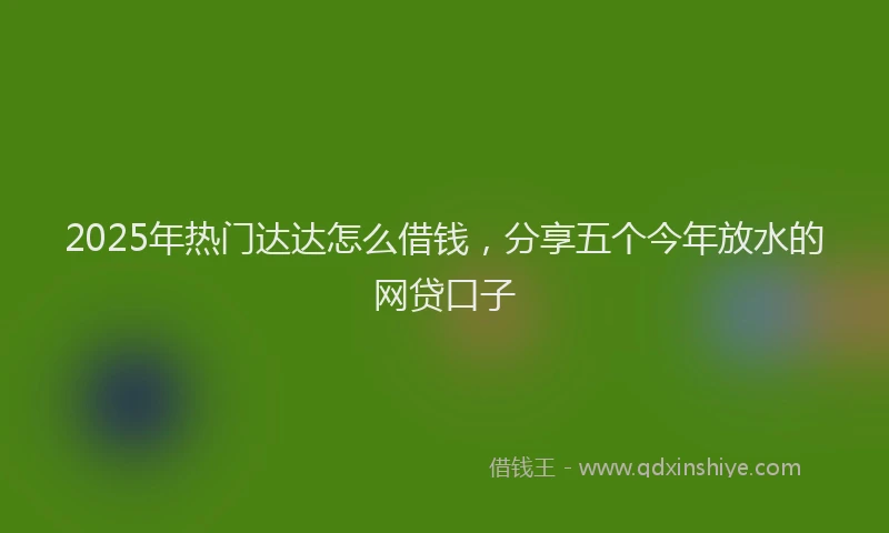 2025年热门达达怎么借钱，分享五个今年放水的网贷口子