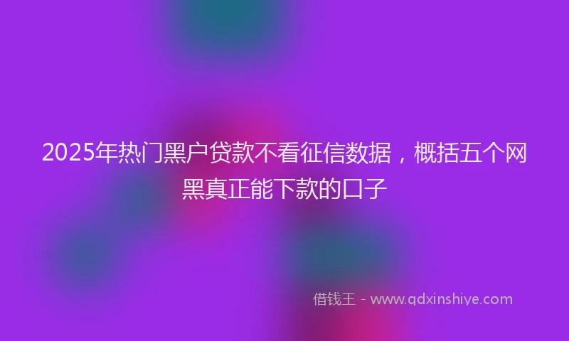 2025年热门黑户贷款不看征信数据，概括五个网黑真正能下款的口子