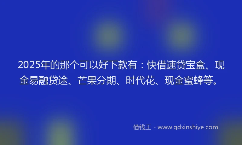 2025年的那个可以好下款有：快借速贷宝盒、现金易融贷途、芒果分期、时代花、现金蜜蜂等。