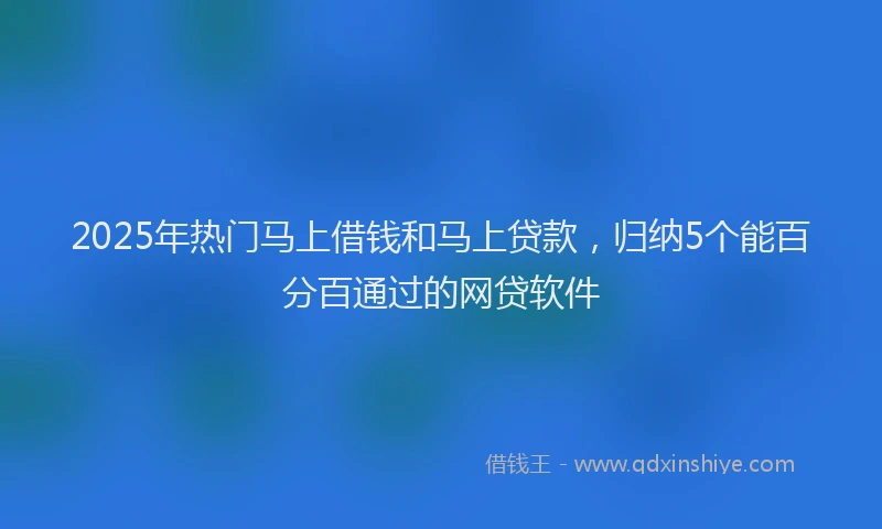 2025年热门马上借钱和马上贷款，归纳5个能百分百通过的网贷软件