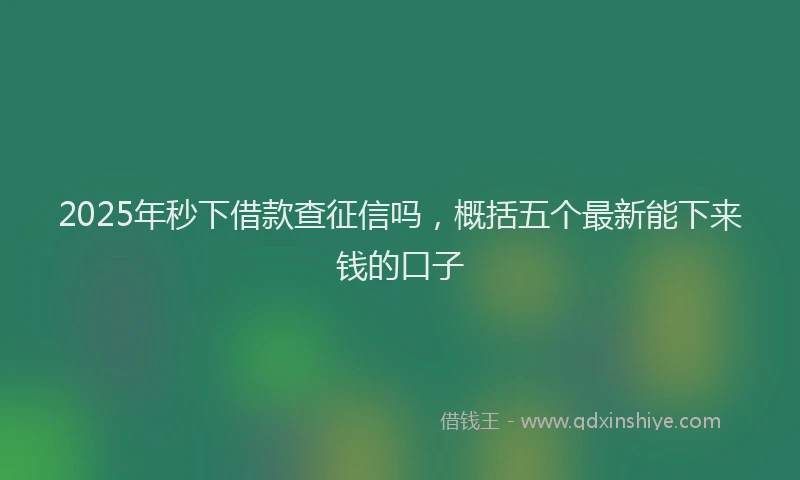 2025年秒下借款查征信吗，概括五个最新能下来钱的口子