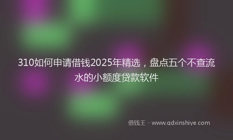310如何申请借钱2025年精选，盘点五个不查流水的小额度贷款软件